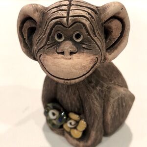 Rare Vintage Artesania Rinconada Retired Chimpanzee with Flowers Figurine - New